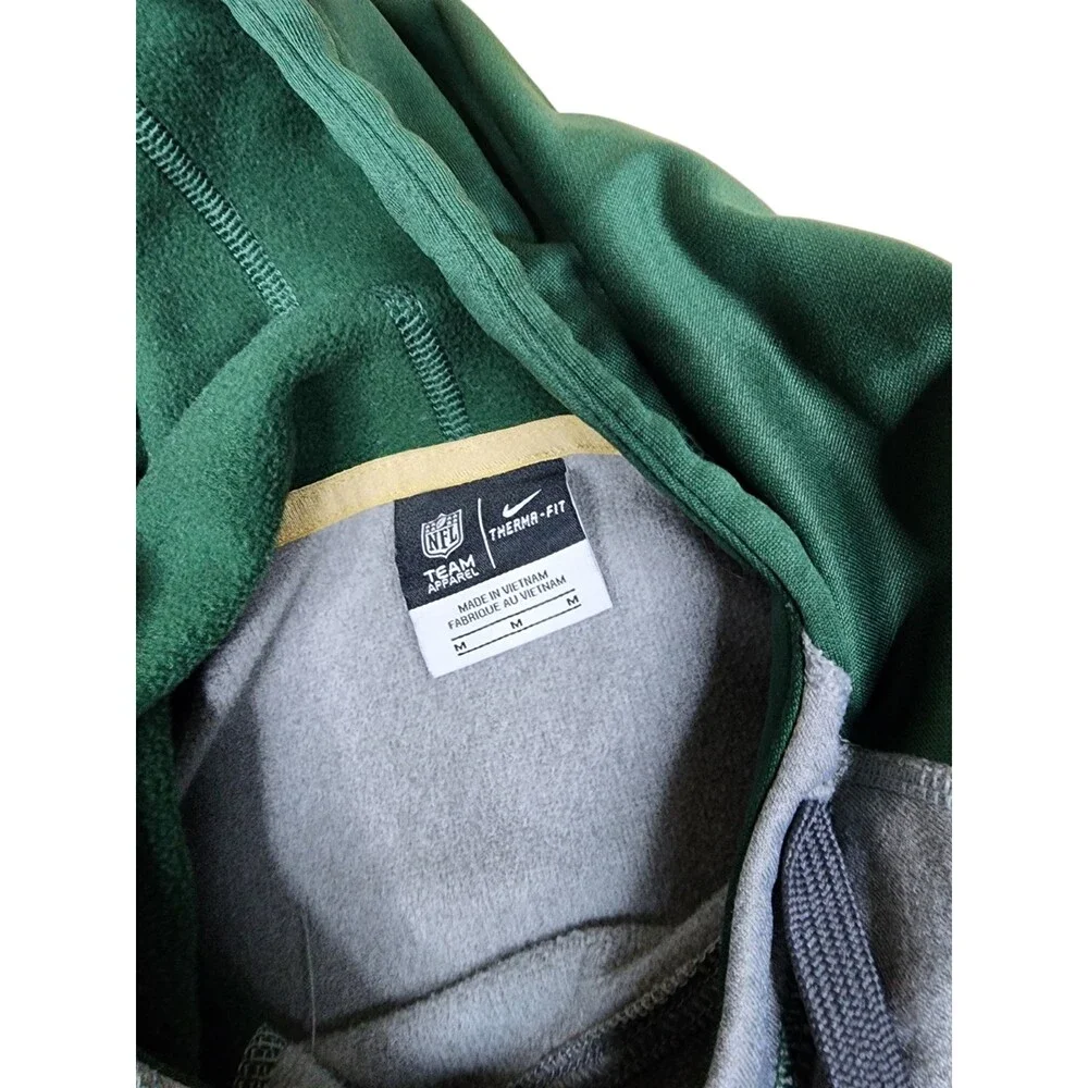 New York Jets Nike Therma Fit Hoodie Sweatshirt Youth Medium NFL Gray‎ Green
